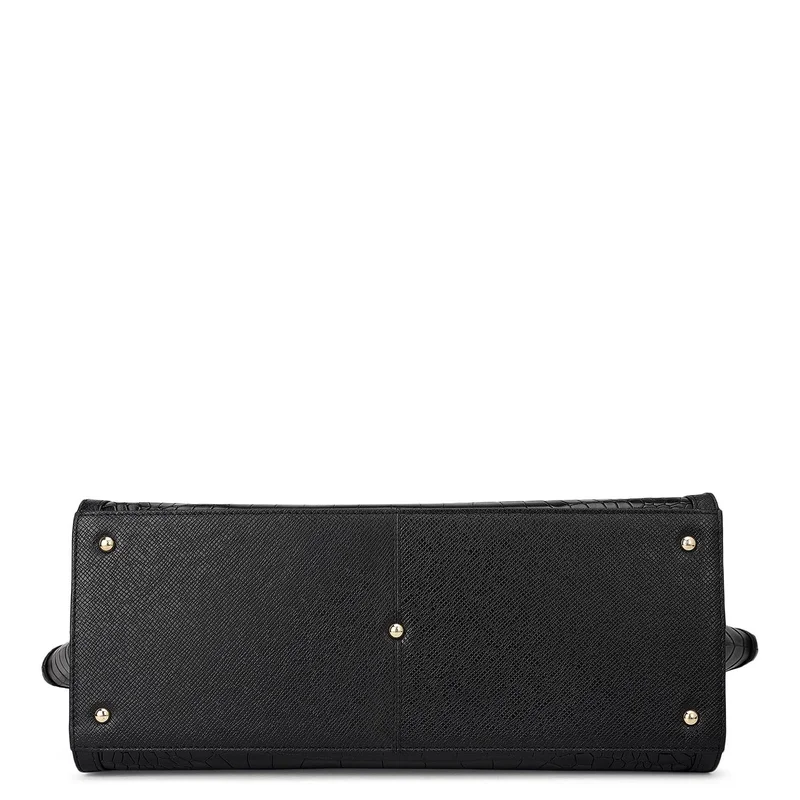 Da Milano Black Medium Croco Leather Tote - Black for Women | Best Price UAE